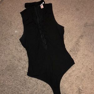 Black Lace Up Forever 21 Bodysuit